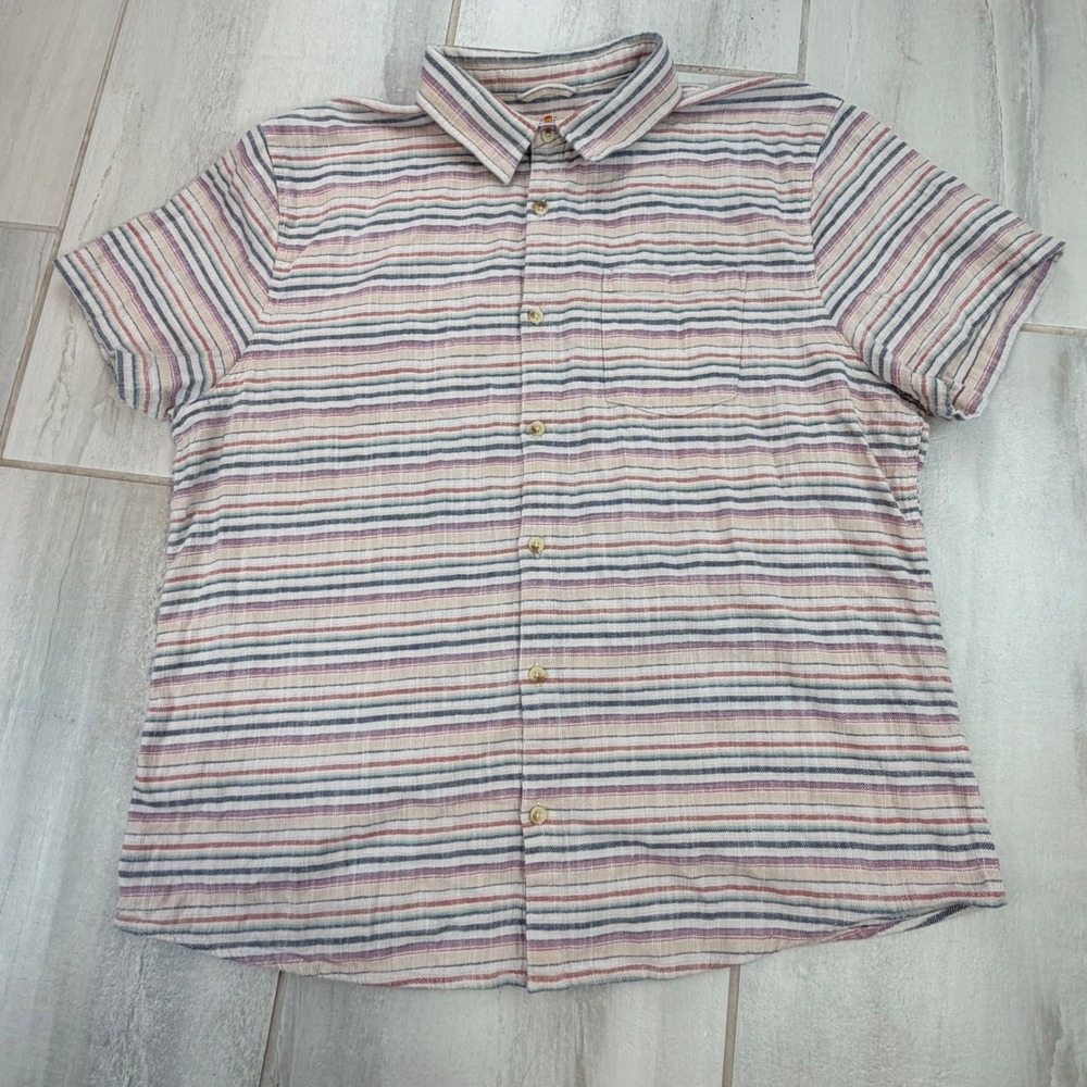 Marine Layer Mens XL Short Sleeve Button Down Striped Shirt Multi Color 15799